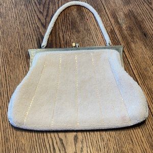 Vintage white beaded hand bag